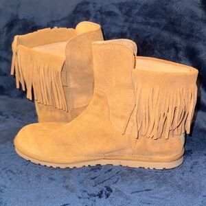 UGG Mustard Fringe Suede Boots